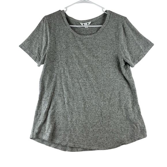 Three Dots Short Sleeve Top Women's Medium Heather Grey Rayon Soft Knit Everyday - Picture 1 of 9